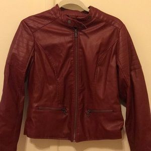 Red Faux Leather Jacket